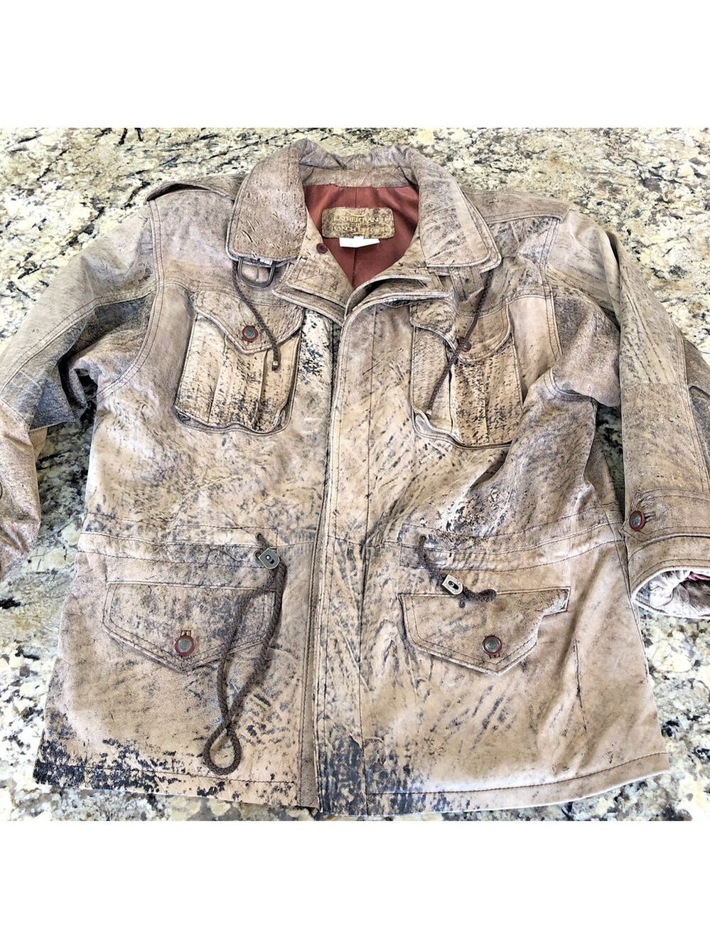 Size 2 The Leather Ranch Womens Leather Midi Jacket Camo Brown Cowgirl CA